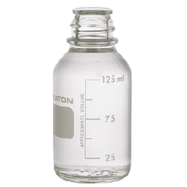 Media Bottle,Clear,Graduated,Without Cap,125mL