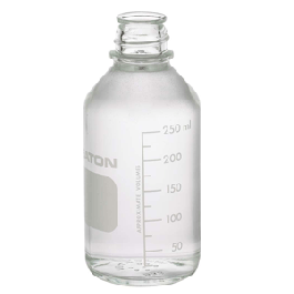 250ml Media Bottle,Clear,Graduated,Without Cap