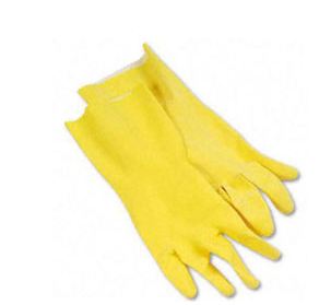 Flocklined Rubber Gloves, Yellow, Honeycomb Grip, 