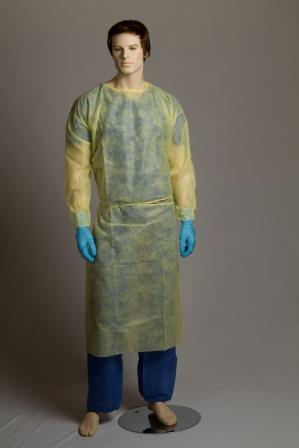 Isolation Gown, PP, Yellow, One Size/100pk